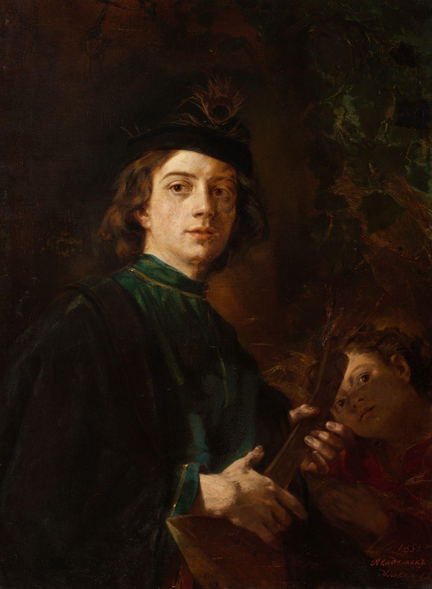 Картина художника с музыкальным инструментом, 1859 год